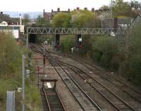 Looking east at London Road Junction in April 2006. The line from Upperby still comes in from the right just before the road bridge although the signal box has now gone. [See image 1331]<br><br>[John Furnevel 12/04/2006]