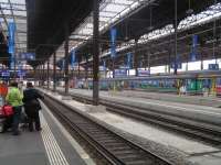 Basel Hbf platforms looking eastward. Eastbound Interegional Express waits to depart from platform 6.<br><br>[Paul D Kerr 04/04/2007]