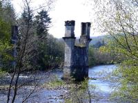 Close-up of one of the viaduct columns over the River Oich. No wonder there was no money left for rolling stock.<br><br>[John Gray 29/04/2007]