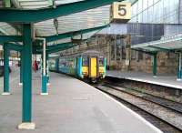 The platform 5/6 bay at Carlisle station on 18 April 2007 with a service for Newcastle Central preparing to depart from platform 5.<br><br>[John Furnevel 18/04/2007]