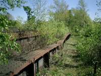 Caledonian Railway Lanarkshire and Dumbartonshire line bridge over NBR Glasgow, Helensburgh & Balloch line at Bowling.<br><br>[Alistair MacKenzie 02/05/2007]