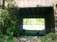 Caledonian Railway Lanarkshire and Dumbartonshire line access bridge at Bowling Harbour.<br><br>[Alistair MacKenzie 02/05/2007]