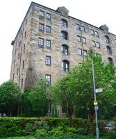 The enormous warehouse on Bell Street that was once part of Glasgow's College Goods depot, now converted to flats. Much of the old College goods yard is now occupied by housing. View from the site of the former goods yard in May 2007. <br><br>[John Furnevel 06/05/2007]