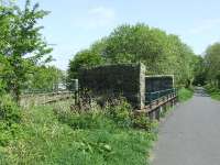 Looking East, this view shows the rail bridges at the Western end of the Kilbarchan station. To the right was Platform 1, with the bridge to the left going to Platform 2<br><br>[Graham Morgan 04/05/2007]