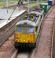 86621+86638 with the Crewe - Coatbridge containers brought to a halt in the loop at Carstairs station on 24 May 2007.<br><br>[John Furnevel 24/05/2007]