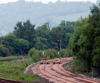 Buffer stops which look placed to protect the mainline from wagons rolling off the Alloa line.<br><br>[Ewan Crawford 02/06/2007]