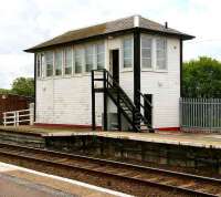 The signal box at the southwest corner of Girvan station. May 2007.<br><br>[John Furnevel 31/05/2007]