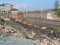 Markinch shed (site of) just after the fire which destroyed it. Just as well it was no longer occupied. <br><br>[Ewan Crawford 08/05/2003]