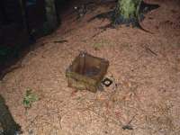 Base of signal post (and mystery object) on the Norham side of Velvet Hall station.<br><br>[Ewan Crawford 27/12/2002]