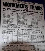 An old timetable from 1916 showing a 26 minute spell during which 7 additional <I>workmens trains</I> arrived at Dornock station in connection with the munitions factory. Dornock was renamed Eastriggs in 1923 and finally closed in 1965.<br><br>[John Furnevel 30/05/2007]