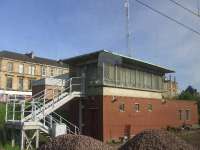 Signal box at Muirhouse Junction, taken from a passing train<br><br>[Graham Morgan 28/05/2007]