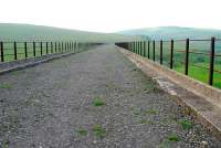 Looking north along the top of the Shankend viaduct (looking over a fence). A British Railways Property Board indicates that this is not a right of way.<br><br>[Ewan Crawford 09/06/2007]