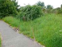 Remains of private siding connected to RAF Leuchars, I remember round about 1949 our school bus would be held up by a shunter (pole in hand) walking out in front of a train of tanks being propelled into the base. <br><br>[Brian Forbes 10/06/2007]