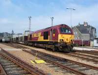 EWS class 67 with a load of pipes at Guild Street yard in June 2007. <br><br>[Mick Golightly /06/2007]