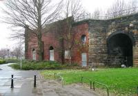 Rear view of the former Cumberland Street station on 11 March 2007, looking west towards Eglinton Street.<br><br>[John Furnevel 11/03/2007]