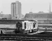 Diesel locomotive on the turntable at Cork in 1988. <br><br>[Bill Roberton //1988]