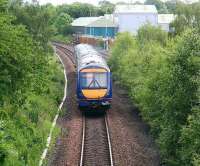 Heading east from Bathgate on 26 June. The line running off to the right is the freight line from the STVA Bathgate Car Terminal.<br><br>[John Furnevel 26/06/2007]