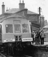 <I>'There, there Billy, it's a really nice anorak, and your haircut's lovely... just ignore Mr McIntyre'. </I>The Angus Railway Group 1974 <I>'Upset the Nation'</I> railtour reaches Brechin. [With apologies to Messrs Roberton & McIntyre.] [See image 15672]<br><br>[Bill Roberton 01/06/1974]