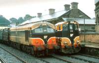 Freight and passenger trains stand at a wet Drogheda station in 1993.<br><br>[Bill Roberton //1993]