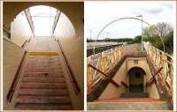 Two views of the eastside stairway at Girvan in May 2007 - continuing the overall <I>Art Deco</I> theme. <br><br>[John Furnevel 31/05/2007]