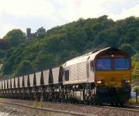 66158 with empty coal hoppers passing below Culross Castle en route to Hunterston Dock<br><br>[Brian Forbes 16/07/2007]