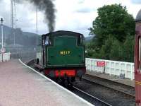 Strathspey Railway No. 17 about to back onto the carriages at Platform 3 at Aviemore<br><br>[Graham Morgan 06/07/2007]