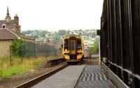 Aberdeen train passing Perth Princes Street and about to run onto the bridge over the Tay in August 1992.<br><br>[John McIntyre 10/8/1992]