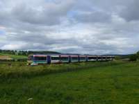 An original Scotrail Liveried clas 170 turbostar passing south.<br><br>[Brian Forbes 28/07/2007]