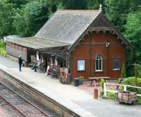 The former station building from Monifieth now stands at Birkhill on the SRPS system, following its appearance at the Glasgow Garden Festival in 1988. The much travelled station is seen here on 7 August looking south west towards Manuel.<br><br>[John Furnevel 07/08/2007]