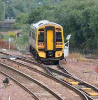 Westbound service leaving the E&G and running over the <I>ski-jump</I> at Polmont Junction on its way towards Falkirk Grahamston on 7 August 2007.<br><br>[John Furnevel 07/08/2007]