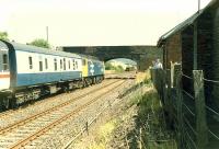 47 hauled passenger train heading for Carlisle at New Cumnock before the station re-opened. A youthful Mike Gibb looks on.<br><br>[Ewan Crawford //1989]