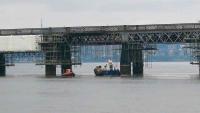 North end work well underway on 14 August 2007, with a safety boat and the works craft from nearby Newport Pierhead.<br><br>[Brian Forbes 14/08/2007]