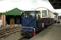 The narrow gauge Almond Valley line, Livingston, with a 1970 Barclay locomotive in the foreground.<br><br>[Bill Roberton 15/08/2007]