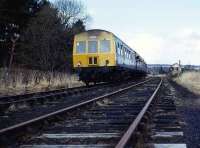 Class 101 DMU approaching Boat of Garten in April 1973.<br><br>[John McIntyre 7/04/1973]