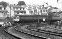 A 120 DMU runs into Ferryhill depot in June 1974.<br><br>[John McIntyre 08/06/1974]