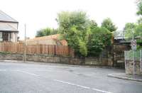 Looking east across Windmill Road, Kirkcaldy on 22 July 2007 at the now sealed former entrance to Dysart station.<br><br>[John Furnevel 22/07/2007]