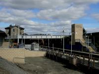 View north, the station house stands across the line from the new elevator. Markinch 26.08.07<br><br>[Brian Forbes 26/08/2007]