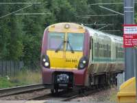 334005 about to pull into Johnstone with a service for Glasgow Central<br><br>[Graham Morgan 30/08/2007]