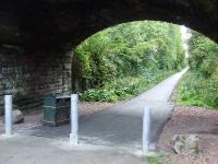 Looking east along the trackbed towards Bridge Of Weir from the location of Kilmacolm station.<br><br>[Graham Morgan 30/08/2007]