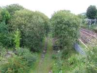 Looking east to Bogston station, this is where the goods yard at Bogston connected to the mineral sidings and James Watt Dock connection at Ladyburn.//16472,16476,16474,16475,16455,16477<br><br>[Graham Morgan 31/08/2007]