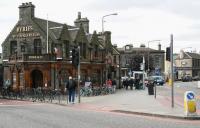 The recent Haymarket redevelopment plan, aimed at accommodating the new tram system, included the proposed demolition of station local <I>Ryries</I> (1862) - not a popular proposal!  The hostelry was photographed on 6 September 2007 during an enjoyable visit for research purposes. Haymarket station stands in the right background. [See image 19457]<br><br>[John Furnevel 06/09/2007]