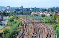 Looking west to Gilmour Street from Arkleston Junction. The Renfrew route was on the right and the Barrhead route was built - but not connected - to the left.<br><br>[Ewan Crawford 10/09/2007]