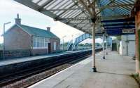 Annan in October 1997 showing the former station building on the northbound platform.<br><br>[David Panton /10/1997]