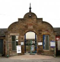 Refurbishment work underway on the entrance to Invergordon station in 2007.<br><br>[John Furnevel 30/8/2007]