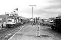 37264 shunts ballast wagons at Aviemore in April 1986.<br><br>[John McIntyre /04/1986]