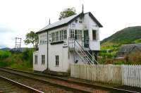 Looking south west over the level crossing at Blair Atholl towards the signal box in August 2007, just before the rain!  <br><br>[John Furnevel 25/08/2007]