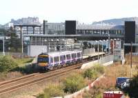 A Bathgate - Newcraighall train arrives at Edinburgh Park station on 4 October 2007.<br><br>[John Furnevel 04/10/2007]