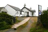 The former station at Mid Clyth (closed April 1944), on the Wick and Lybster Light Railway, photographed in August 2007. A descendant of the original resident rodent exterminator, the station cat, stands guard more than 63 years on. <br><br>[John Furnevel 28/08/2007]