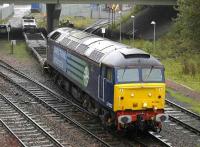 DRS 47802 reverses container flats into the WHM Grangemouth depot on 9 October 2007.<br><br>[Bill Roberton 9/10/2007]
