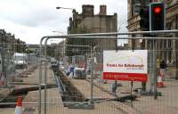 The new sign for <I>Major Roadworks</I> in Edinburgh. View north along Leith Walk towards Princes Street on 8 October 2007 with activity underway on the rerouting of gas, electricity and water supplies in advance of tram works proper.<br><br>[John Furnevel 08/10/2007]